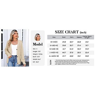 Zeagoo Women's Fall Cardigans V Neck Button Down Chunky Knitted Loose Cardigans Sweater