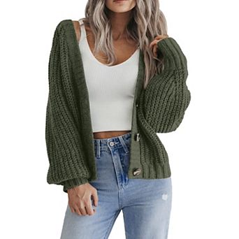 Zeagoo Women's Fall Cardigans V Neck Button Down Chunky Knitted Loose Cardigans Sweater