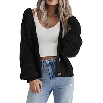 Zeagoo Women's Fall Cardigans V Neck Button Down Chunky Knitted Loose Cardigans Sweater