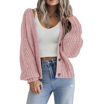 Zeagoo Women's Fall Cardigans V Neck Button Down Chunky Knitted Loose Cardigans Sweater