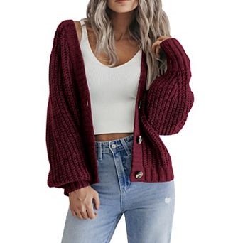 Zeagoo Women's Fall Cardigans V Neck Button Down Chunky Knitted Loose Cardigans Sweater