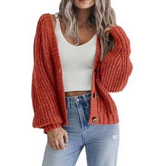 Zeagoo Women's Fall Cardigans V Neck Button Down Chunky Knitted Loose Cardigans Sweater