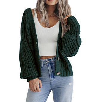 Zeagoo Women's Fall Cardigans V Neck Button Down Chunky Knitted Loose Cardigans Sweater