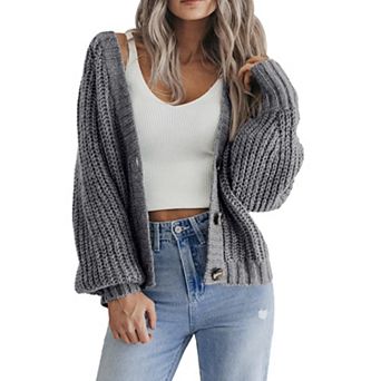 Zeagoo Women's Fall Cardigans V Neck Button Down Chunky Knitted Loose Cardigans Sweater