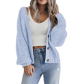 Zeagoo Women's Fall Cardigans V Neck Button Down Chunky Knitted Loose Cardigans Sweater