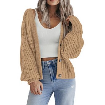 Zeagoo Women's Fall Cardigans V Neck Button Down Chunky Knitted Loose Cardigans Sweater