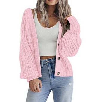 Zeagoo Women's Fall Cardigans V Neck Button Down Chunky Knitted Loose Cardigans Sweater