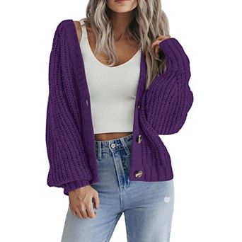Zeagoo Women's Fall Cardigans V Neck Button Down Chunky Knitted Loose Cardigans Sweater
