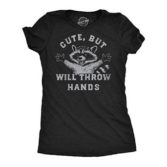 Womens Funny T Shirts Cute But Will Throw Hands Sarcastic Graphic Novelty Tee for Ladies