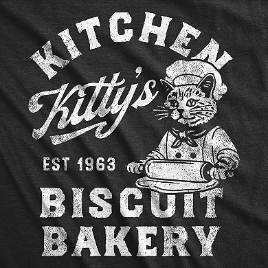 Womens Funny T Shirts Kitchen Kittys Biscuit Bakery Sarcastic Kitten Graphic Tee for Ladies