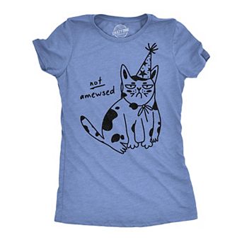 Womens Funny T Shirts Not Amewsed Sarcastic Kitten Graphic Tee for Ladies