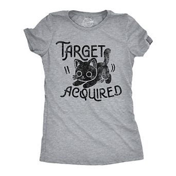 Womens Funny T Shirts Target Acquired Sarcastic Kitten Graphic Novelty Tee For Ladies
