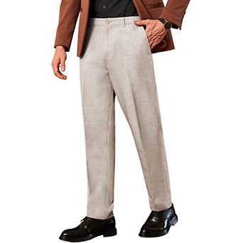 COOFANDY Men Straight Leg Dress Pant Lightweight Elastic Waist Pant with Pockets