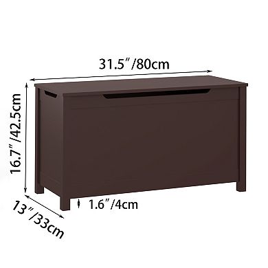 Merax Kids Wooden Toy Box Storage with Safety Hinged Lid for Ages 2+