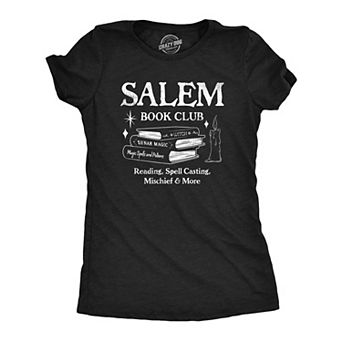 Womens Salem Book Club T Shirt Funny Halloween Witchcraft Joke Tee for Ladies