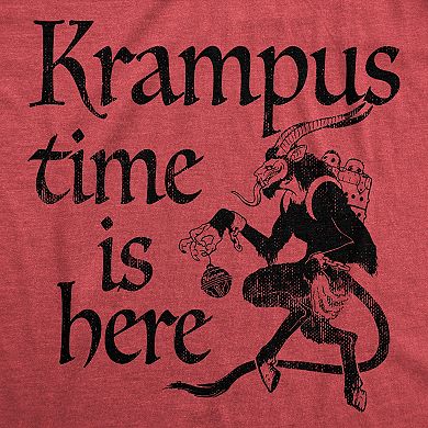 Womens Krampus Time Is Here T Shirt Funny Xmas Evil Devil Santa Joke Tee for Ladies