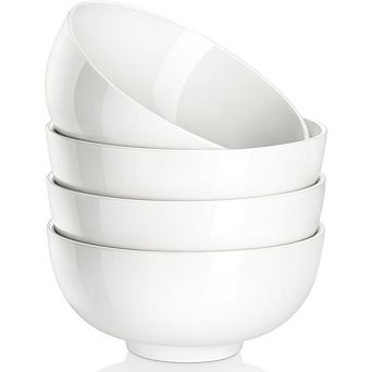 Great Ambitions Set of 4 White 26oz Porcelain Bowls, Microwave & Dishwasher Safe