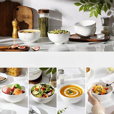 Great Ambitions Set of 4 White 26oz Porcelain Bowls, Microwave & Dishwasher Safe