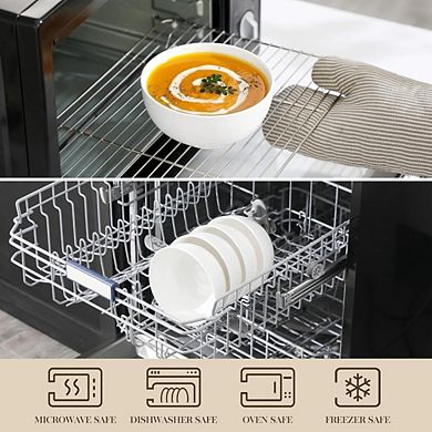 Great Ambitions Set of 4 White 26oz Porcelain Bowls, Microwave & Dishwasher Safe