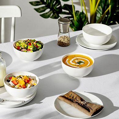 Great Ambitions Set of 4 White 26oz Porcelain Bowls, Microwave & Dishwasher Safe