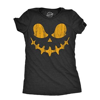 Womens Skeletal Steve Pumpkin T Shirt Funny Halloween Jack O Lantern Skull Smile Tee for Ladies