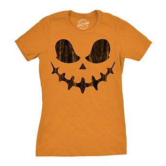 Womens Skeletal Steve Pumpkin T Shirt Funny Halloween Jack O Lantern Skull Smile Tee for Ladies