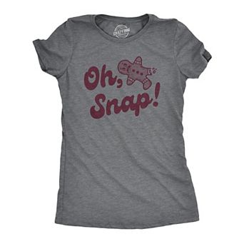 Womens Oh Snap T Shirt Funny Xmas Gingerbread Cookie Broken Leg Tee for Ladies