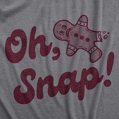 Womens Oh Snap T Shirt Funny Xmas Gingerbread Cookie Broken Leg Tee for Ladies