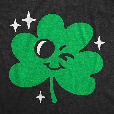 Womens Funny T Shirts Winking Clover Sarcastic St Patricks Day Tee For Ladies