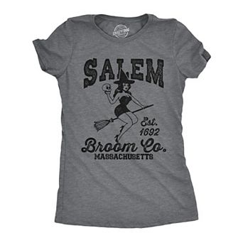 Womens Funny T Shirts Salem Broom Co Sarcastitc Halloween Witch Graphic Tee for Ladies