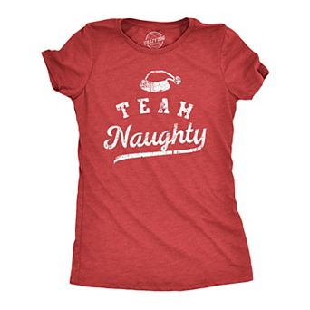 Womens Team Naughty T Shirt Funny Xmas Party Santas List Tee for Ladies