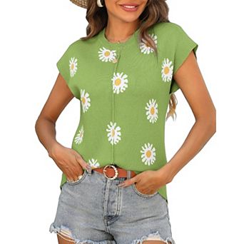 Zeagoo Women's Cap Sleeve Crew Neck Sleeveless Knit Sweater Vest Casual Lightweight Tops