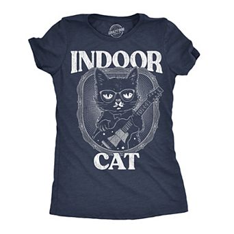 Womens Indoor Cat Funny T Shirt Introvert Sarcastic Tee for Ladies