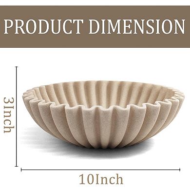 Ruffle Decorative Bowl, Large Fruit Bowl for Kitchen Counter, Handcrafted Home Decor Display bowl