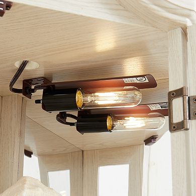 Merax Classical Corner Glass Curio Cabinet with LED Light 4 Adjustable Tempered Glass