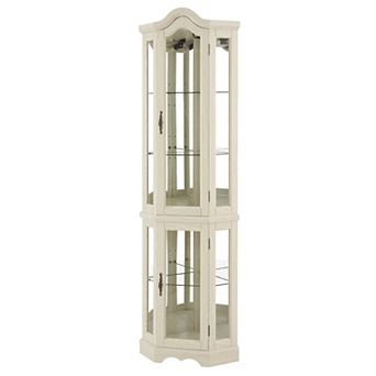 Merax Classical Corner Glass Curio Cabinet with LED Light 4 Adjustable Tempered Glass