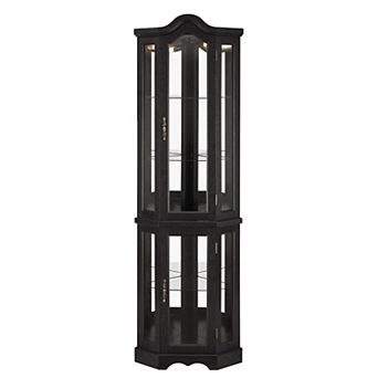 Merax Classical Corner Glass Curio Cabinet with LED Light 4 Adjustable Tempered Glass