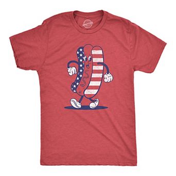Mens Fourth Of July Hotdog T Shirt Funny Patriotic Cookout Grilling Tee for Guys