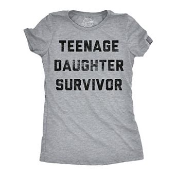 Womens Funny T Shirts Teenage Daughter Survivor Sarcastic Mothers Day Graphic Novelty Tee for Ladies
