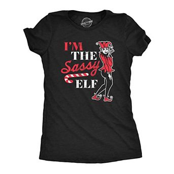 Womens Im The Sassy Elf T Shirt Funny Xmas Santas Elves Joke Tee for Ladies