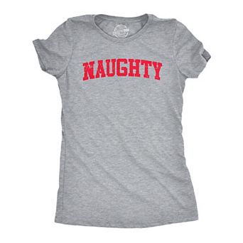 Womens Naughty T Shirt Funny Mischievous Xmas Spirit Lovers Tee for Ladies