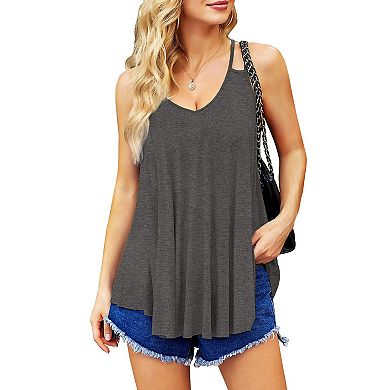 Zeagoo Women's Spaghetti Strap V Neck Sleeveless Flowy Tank Tops Casual Tunic Camisoles