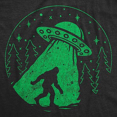 Mens Funny T Shirts Bigfoot Alien Abduction Sarcastic UFO Graphic Tee for Men
