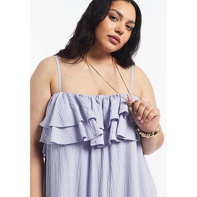 June & Vie Women's Plus Size High-Low Ruffled Hem Maxi Dress