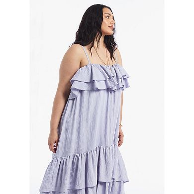 June & Vie Women's Plus Size High-Low Ruffled Hem Maxi Dress