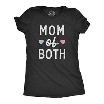 Womens Mom Of Both T Shirt Funny Cute Mother's Day Son and Daughter Tee for Laides