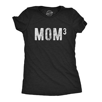 Womens Mom Of Three T Shirt Funny Mothers Day Cubed Math Adulting Graphic Tee