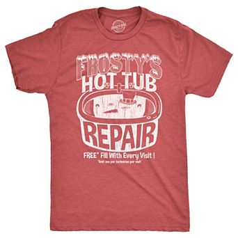 Mens Frostys Hot Tub Repair T Shirt Funny Xmas Season Snowman Service Joke Tee for Guys