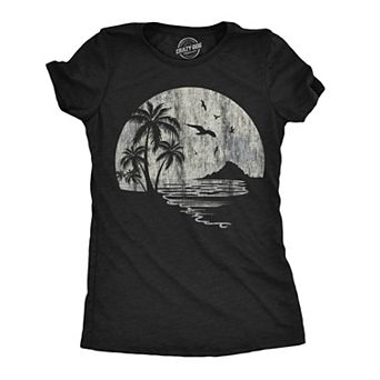 Womens Funny T Shirts Moon Beach Vacation Novelty Graphic Tee for Ladies