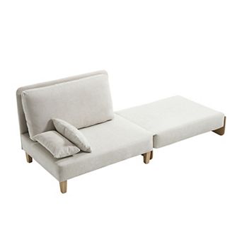 Merax Convertible Sofa Bed with 3 Pillows & Removable Side Pocket Sleeper Chair